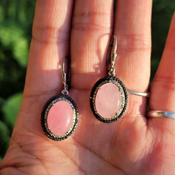 Absolutely stunning rare rose quartz black spinel diamond 925 sterling silver ea - Picture 12 of 16